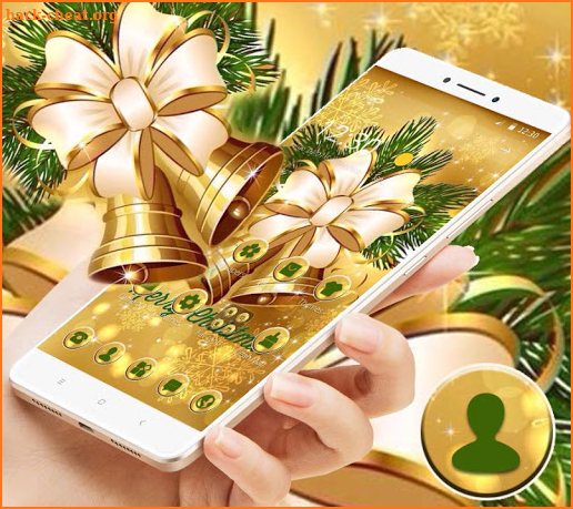 Golden Christmas Jinglebell Bow Theme screenshot