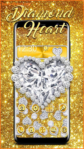 Golden Diamond Heart Gravity Theme screenshot