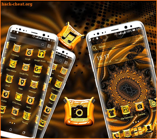 Golden Fractal Shape Launcher Theme screenshot
