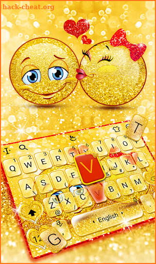 Golden Glitter Lovely Emoji Keyboard screenshot