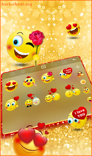 Golden Glitter Lovely Emoji Keyboard screenshot