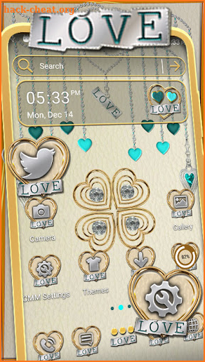 Golden Heart Love Launcher Theme screenshot