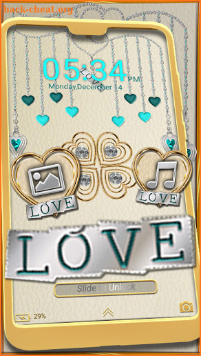 Golden Heart Love Launcher Theme screenshot