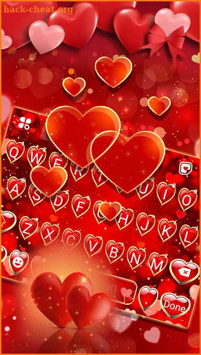 Golden Love Hearts Keyboard Background screenshot