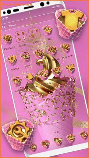 Golden Pink Ice Cream Launcher Theme screenshot