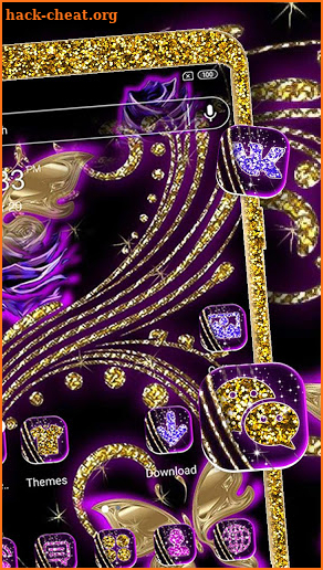 Golden Purple Butterfly Launcher Theme screenshot