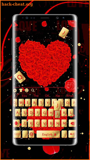 Golden Red Love Rose Keyboard screenshot