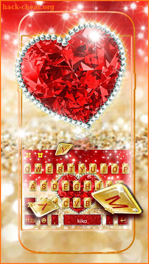 Golden Red Luxury Heart Keyboard Theme screenshot