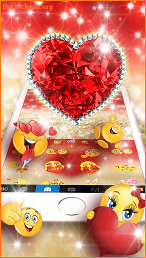 Golden Red Luxury Heart Keyboard Theme screenshot