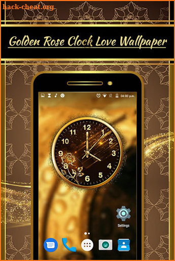 Golden rose Flower Clock Live Wallpaper screenshot