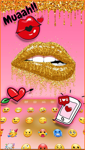 Golden Sexy Lips Keyboard Theme screenshot