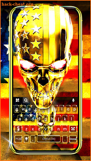 Golden Skull US Flag Keyboard Background screenshot