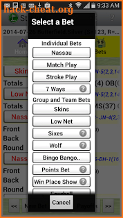 Golf Strokes & Bets screenshot