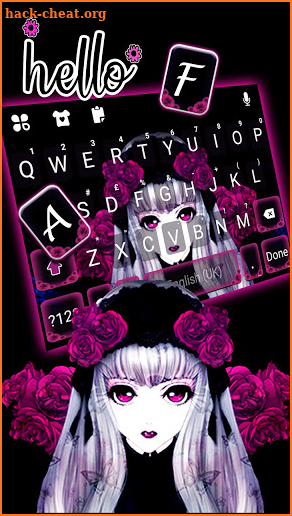 Gothic Creepy Girl Keyboard Background screenshot