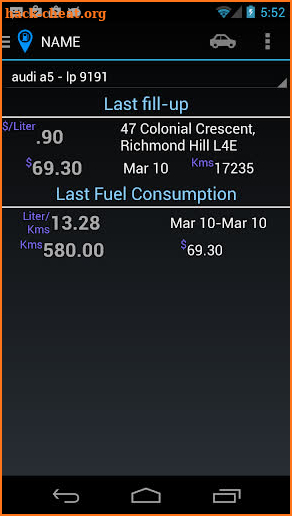 GPS Fuel Log+ screenshot