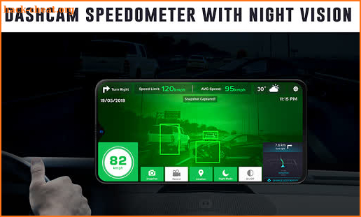 GPS Speedometer Night Vision Dash Cam: Speed Limit screenshot