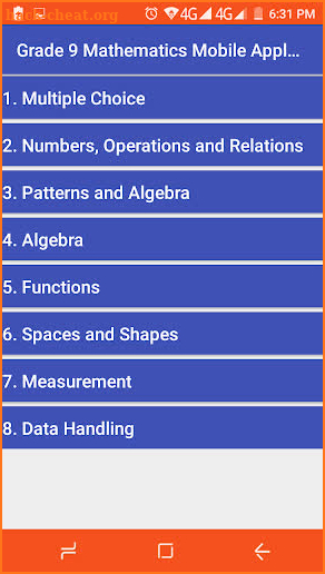Grade 9 Mathematics Mobile Application screenshot