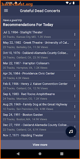 Grateful Dead Concerts screenshot