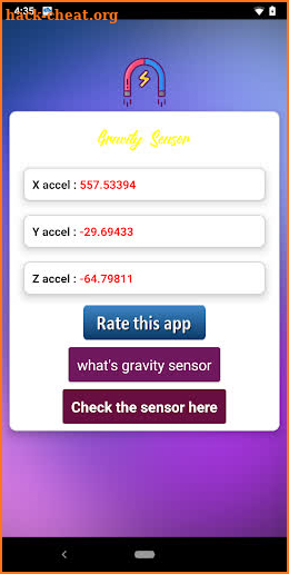 gravity sensor - gravitational field sensor logger screenshot