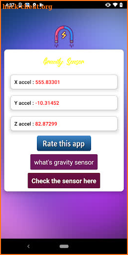 gravity sensor - gravitational field sensor logger screenshot