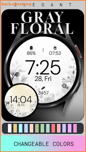 Gray Floral elegant watch face screenshot