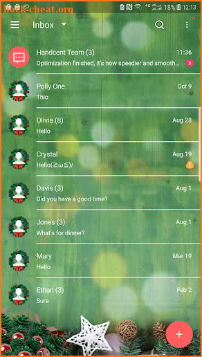 Green Christmas Next SMS skin screenshot