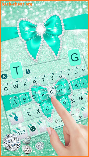 Green Diamond Bow Keyboard Theme screenshot