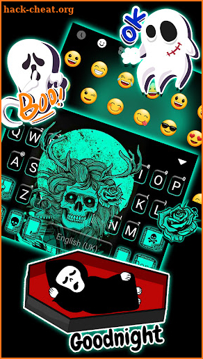 Green Glow Skull Keyboard Background screenshot