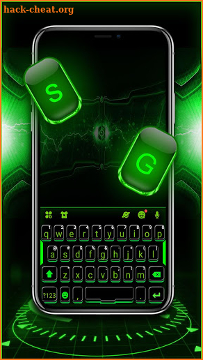 Green Neon Tech Keyboard Theme screenshot