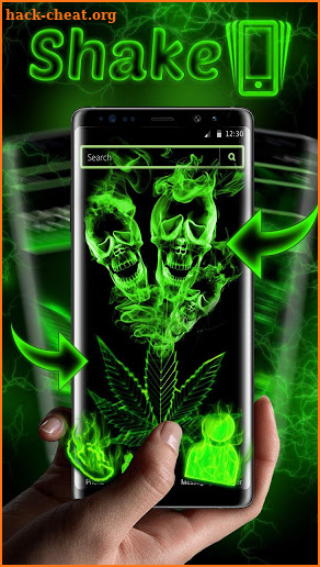 Green Neon Weed Skull Theme screenshot