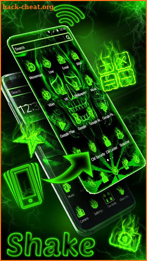 Green Neon Weed Skull Theme screenshot
