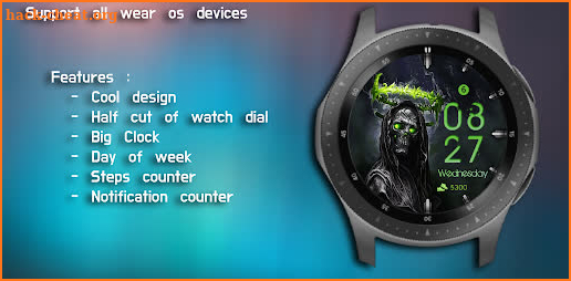 Green Skull Watch Face screenshot