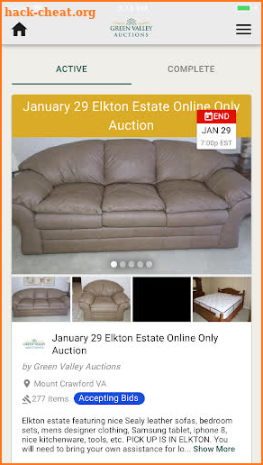 Green Valley Auctions screenshot