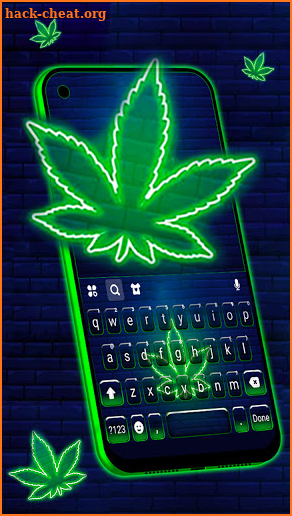 Green Weed Neon Keyboard Background screenshot