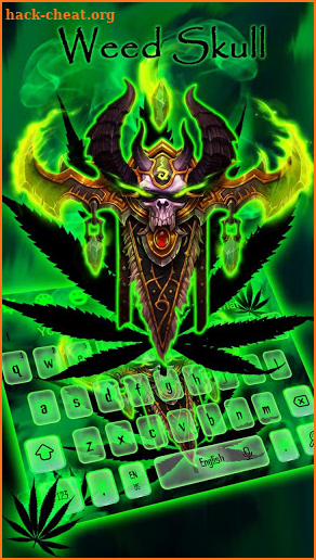 Green Weed Neon Skull Keyboard screenshot