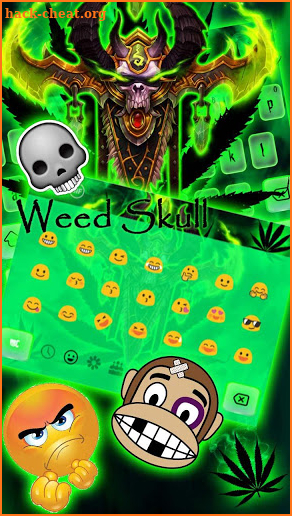 Green Weed Neon Skull Keyboard screenshot