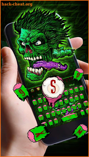 Green Zombie Skull Graffiti Keyboard  Theme screenshot