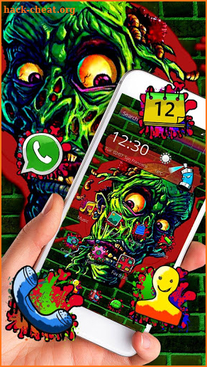 Green Zombie Skull Monster Graffiti Theme screenshot