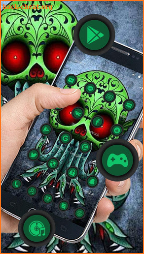 Green Zonbie Snake Skull  Theme screenshot