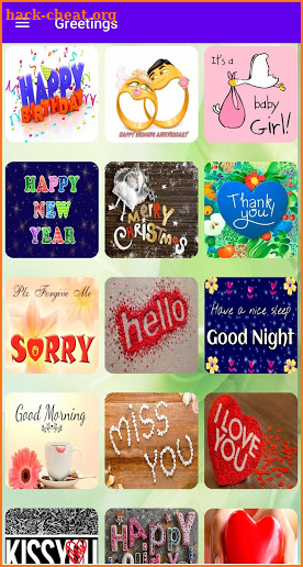 Greetings cards and wishes screenshot