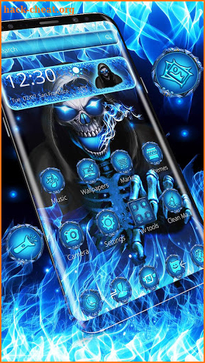 Grim Blue Skull Theme screenshot