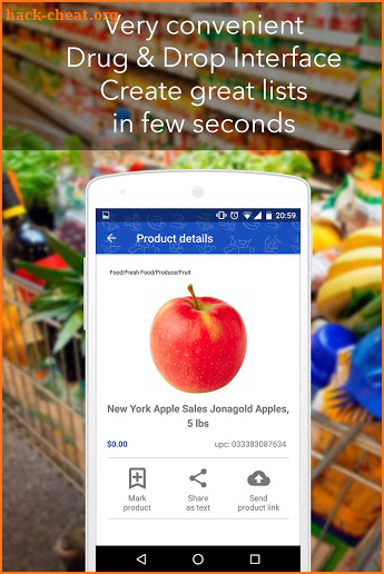 Grocery list with photos and prices screenshot