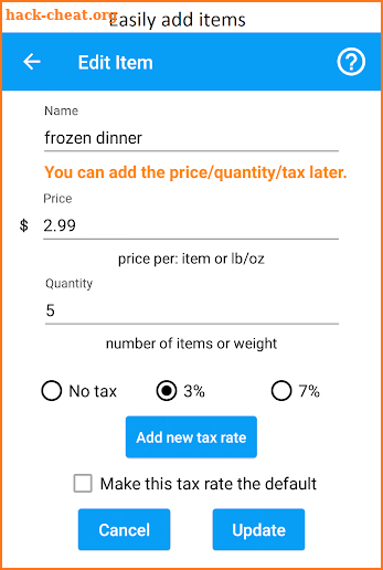 Grocery Shopping Calculator screenshot