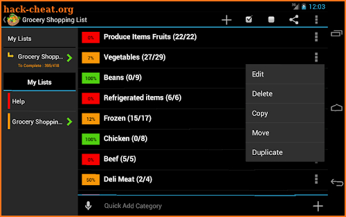 Grocery Shopping List screenshot