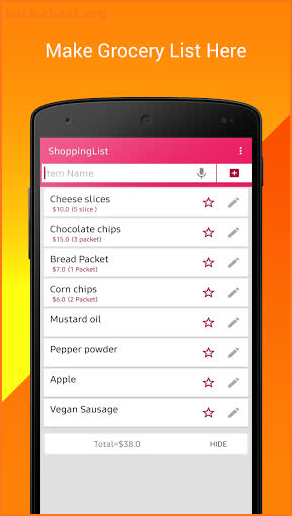 Grocery Shopping List - grocery list app screenshot