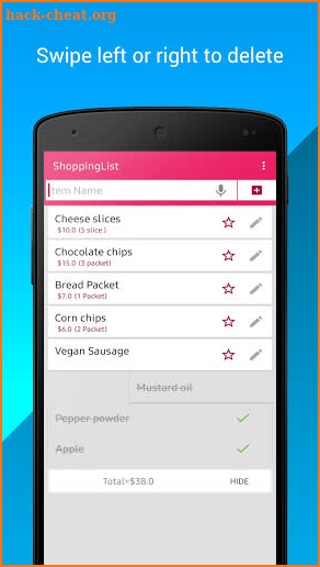 Grocery Shopping List - grocery list app screenshot