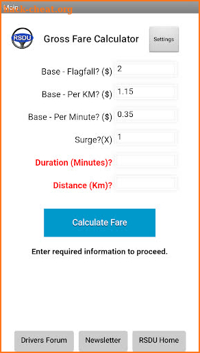 Gross Fare Calculator for RideShare Drivers screenshot