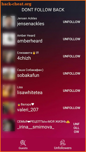 Guests Instagram Unfollow screenshot