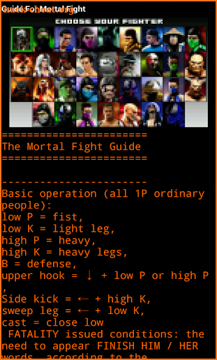 Guide For Mortal Fight screenshot