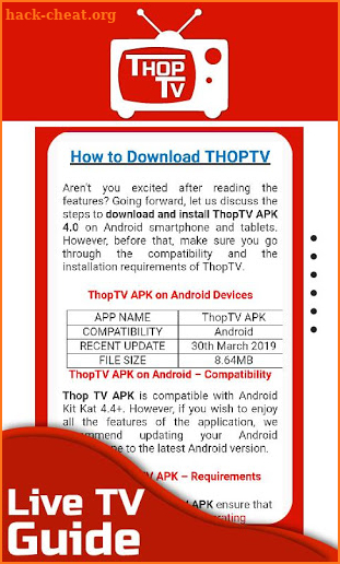 Guide For Thop TV 2020 - Free Live Tv screenshot